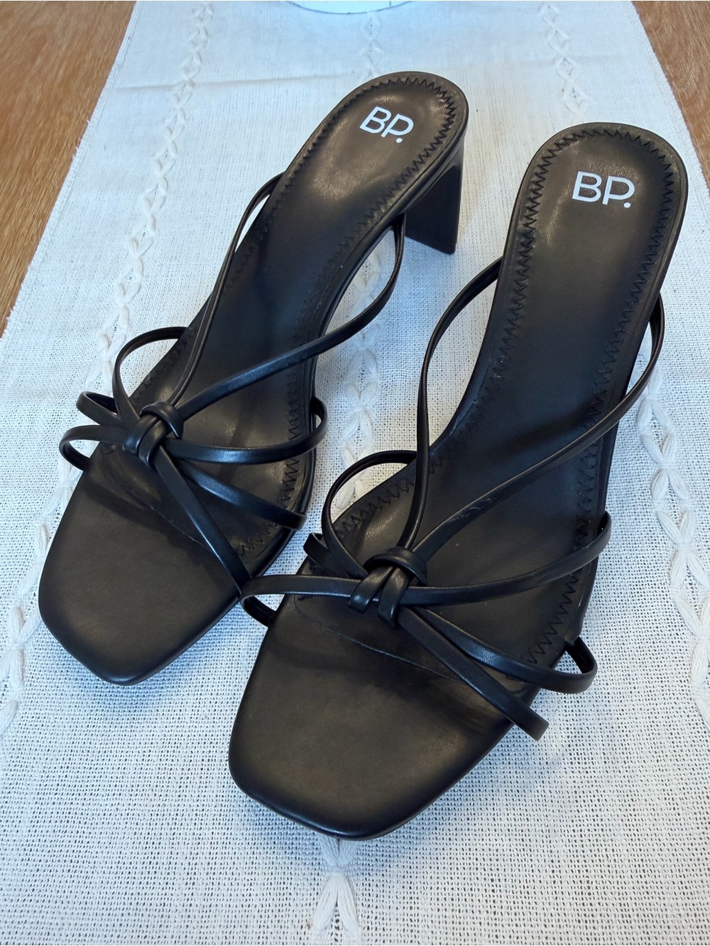 Nordstrom BP. Black Strappy Square-Toe Block Heel Sandals